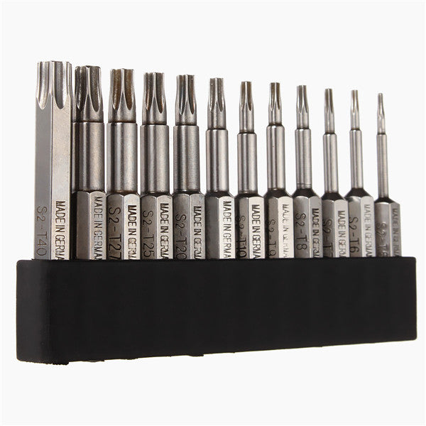 12pcs 1/4 Inch 50mm T5-T40 Magnetic Torx Screwdriver Bits Set