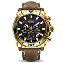 MEGIR 2094 Luxury Leather Band Calendar Luminous Men Wrist Watch Quartz Watch