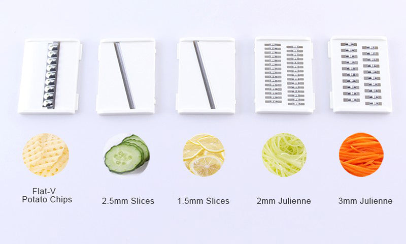 KCASA KC-MFP3 Vegetable Cutter Food Container Adjustable Mandoline Slicer 4 Interchangeable Blades