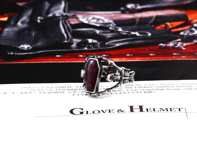 Retro Gothic Titanium Steel Men Ring Vampire Coffin Punk Halloween Gift for Men