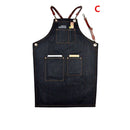 4 Styles Denim Bib Apron Leather Strap Hairtician Barista Work Hairdressing Robe