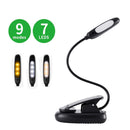 7 LED USB Rechargeable Eye-Care Warm Book Light Clip On Dimmable Table Lamp For Music Stand Night Reading Piano Power Indicator
