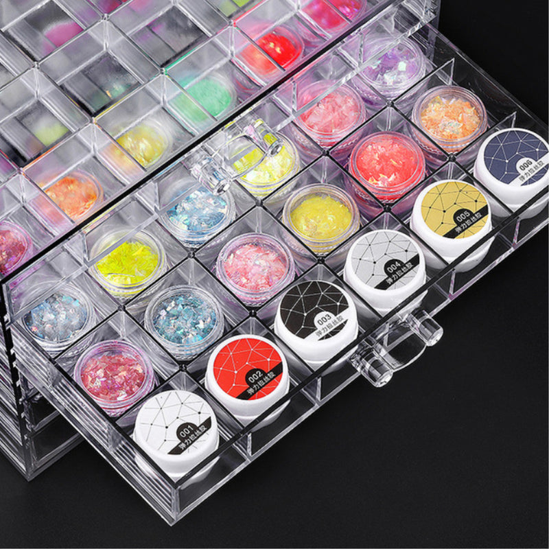 72 Grids Nail Tips Empty Nail Art Tools Storage Box Display Stand Jewelry Box