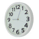 34cm Silent Round Wall Mountable Quartz Analogue Clock White and Blue Frame