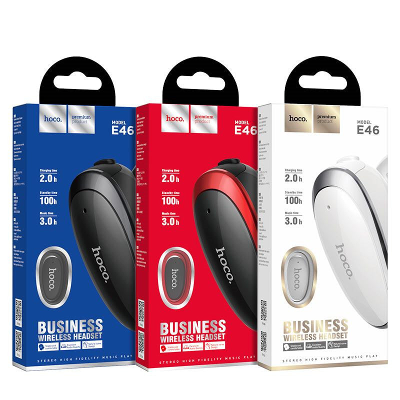 HOCO E46 Mini Single Business bluetooth Wireless Earphone HiFi Sports Handsfree Earbuds With Mic