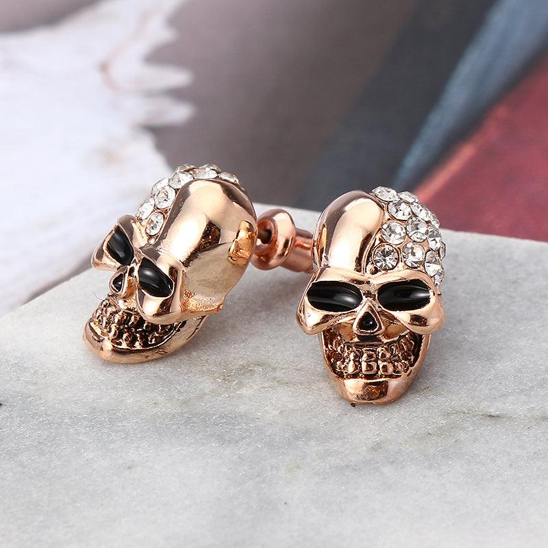 Punk Skull Head Ear Stud Rhinestone Earrings Wholesale for Men Women