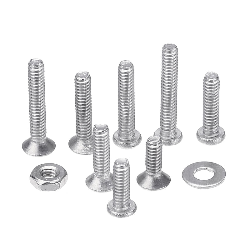 Suleve M2SH2 480Pcs M2 Hex Socket Button&Flat Head Screw 304 Stainless Steel Bolt Nut Assortment
