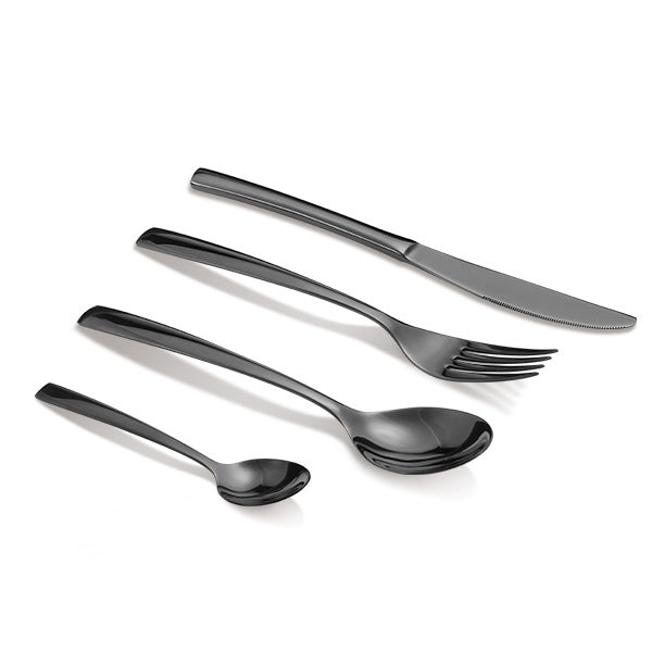 KCASA KC-FL200 Stainless Steel Black Gold Flatware Dinnerware Cutlery Fork Knife Spoon Tableware Set