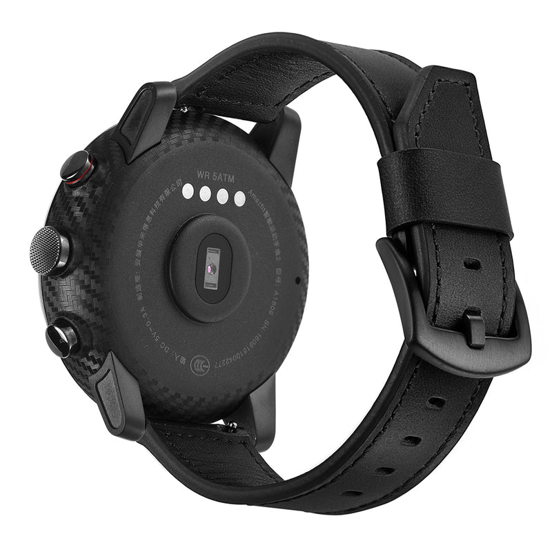22mm Genuine Leather Watch Band Lack of Angle Watch Strap for Xiaomi Amazfit 2 Smart Watch