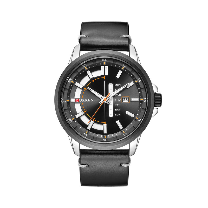 CURREN 8307 Calendar Unique Design Men Wrist Watch Genuine Leather Quartz Watch