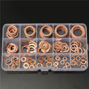 150Pcs Solid Copper Washers Sump Plug Assorted Washer Set Plastic Box 15 Sizes