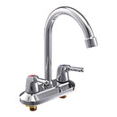 Kitchen Water Tap Dual Handle Faucet 360 Double Spout Sink Basin Mixer Bathroom