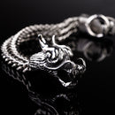 Cool Heavy Stainless Steel Silver Dragon Head Cuff Bangle Men's Bracelet