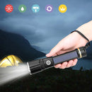 XLOONWY8 T6 Powerful Brightness USB Rechargeable & Solar Charging Zoomable LED Flashlight Power Bank