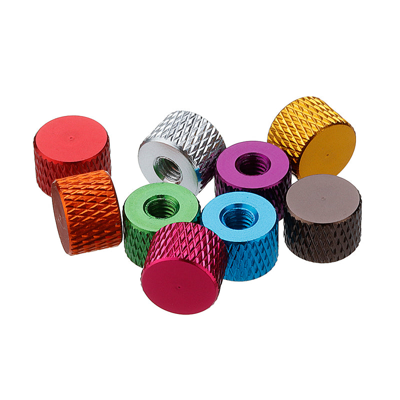 Suleve M4AN5 10Pcs M4 Blind Hole Thread Aluminum Alloy Knurled Thumb Nut Hand-Tight Screw Nut Multi-Color