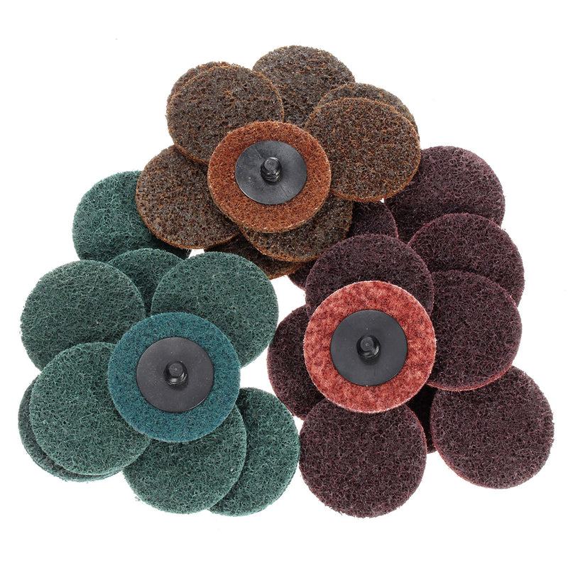 30Pcs 2 Inch Mix Sanding Roloc Disc with Holder Roll Lock Surface Coarse Sandpaper Pad 50mm
