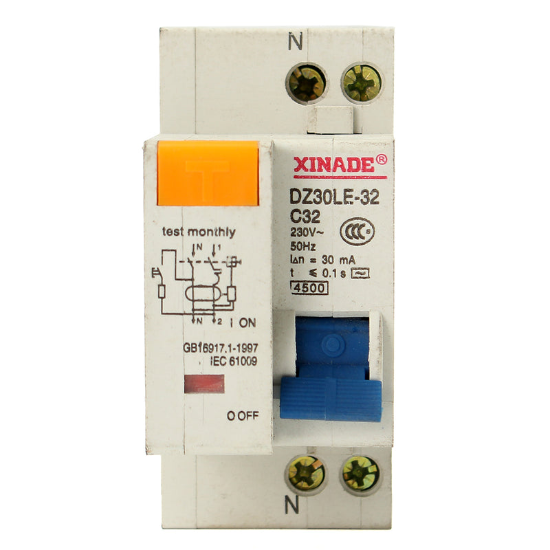 Miniature Circuit Breaker AC230V 50Hz 2P 32A Rated Current 30mA