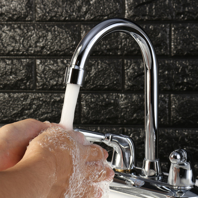 360 Rotation Kitchen Faucet Cold and Hot Water Mixer Tap Double Handle Basin Faucet Double Hole Water Faucet