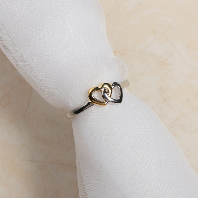 Sweet Gold Silver Heart Women Ring Classic Anallergic Wedding Band Bridal Ring for Women