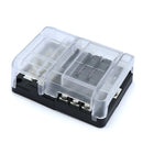 6 Way LED Blade Fuse Box Negative Bus Bar W/ Cover Marine Boat Car HGV 12V 24V