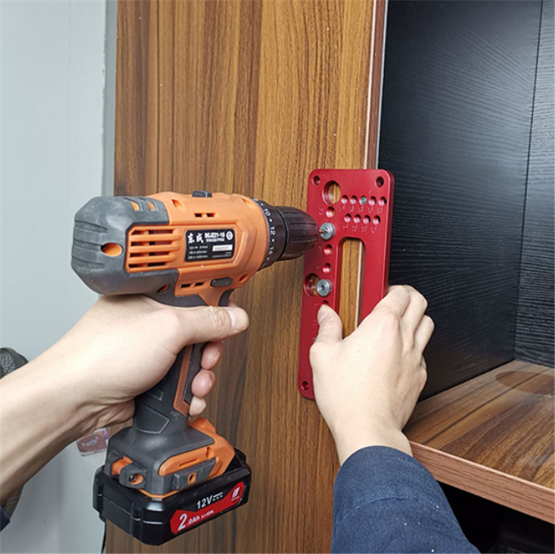 Aluminum Alloy Adjustable Metric Cabinet Hardware Jig Plus Cabinet Door Knob Handle Install Drill Guide Template Jig with 4.2mm Drill Bit Set