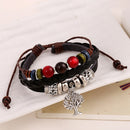 Retro Life Tree Multi Layer Bracelet Alloy Leather Beaded Bracelet For Women