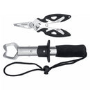 Stainless Steel Fishing Pliers Grip Fish LIp Gripper Fishing Tackle Fishing Tools w/ Sheath Lanyard Holder