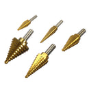 Drillpro 6pcs HSS Titanium Coated Step Drill Bit With Center Punch Drill Set Hole Cutter Drilling Tool