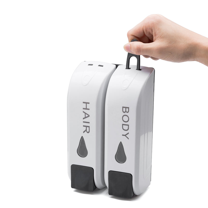 2x 350mL Wall Mounted Bathroom Soap Dispenser Shower Body Lotion Shampoo Liquid Storage Bottle