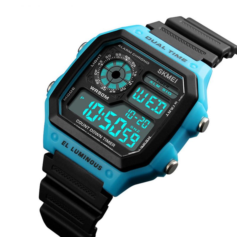 SKMEI 1299 Countdown Alarm Stainless Steel Waterproof Digital Watch