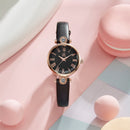 SHENGKE SK K9009 Crystal Roman Numerals Dial Leather Strap Ladies Dress Watch Women Quartz Watch
