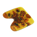 180x180cm Sunflower Bath Fabric Shower Curtains Waterproof Lid Toilet Cover Mat