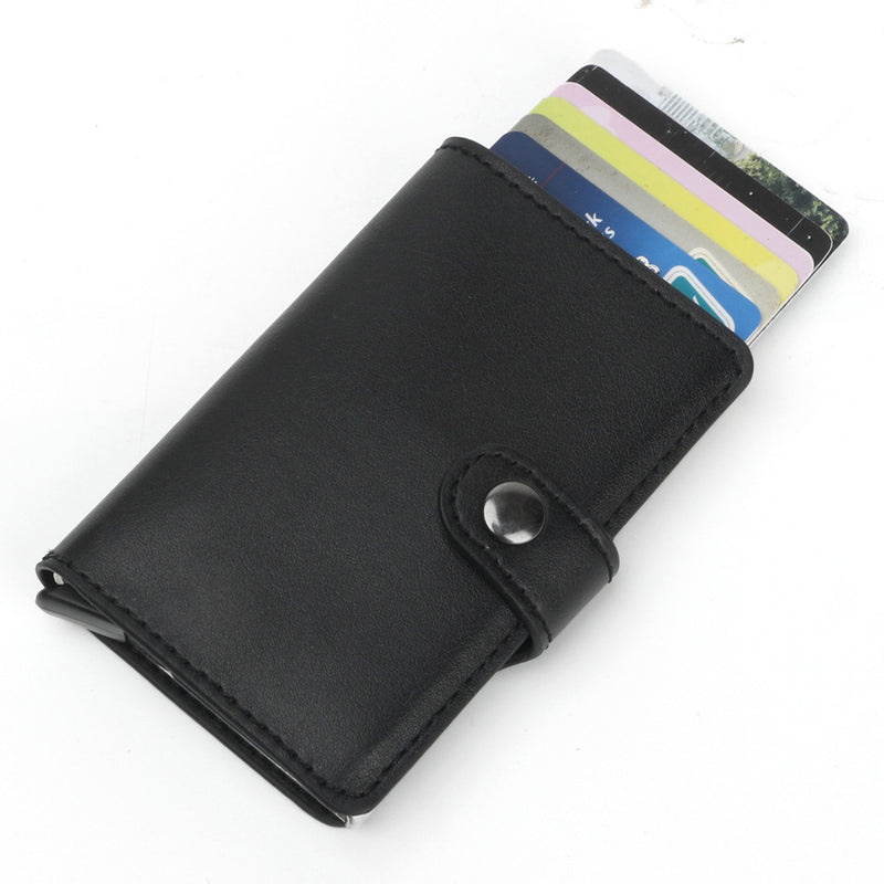 RFID Portable Anti-degassing Business Card Holder Simple Wallet Leather Name Card Case ID Credit Card Storage Box