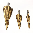 Drillpro DB-S1 3Pcs 4-12/4-20/4-32 HSS Spiral Grooved Step Drill Bit
