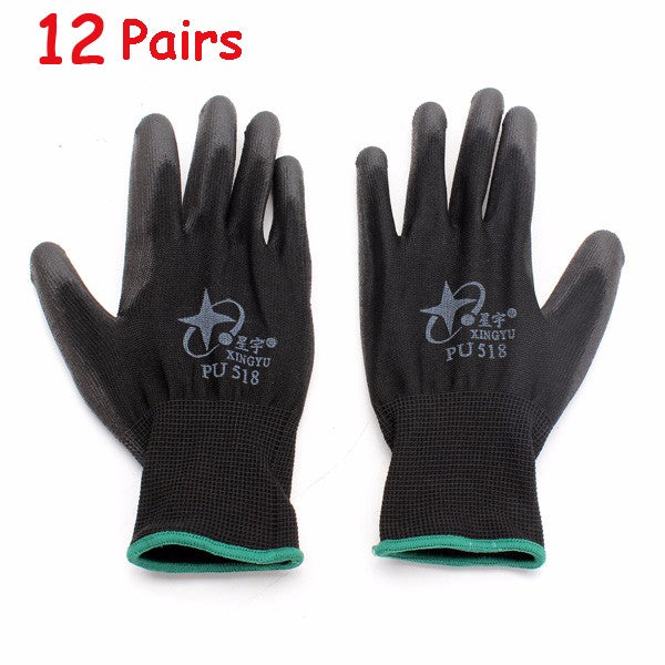 12Pairs XINGYU PU518 13Gauge Nylon Nitrile Anti-static Palm Coated Work Safety Gloves Large Size