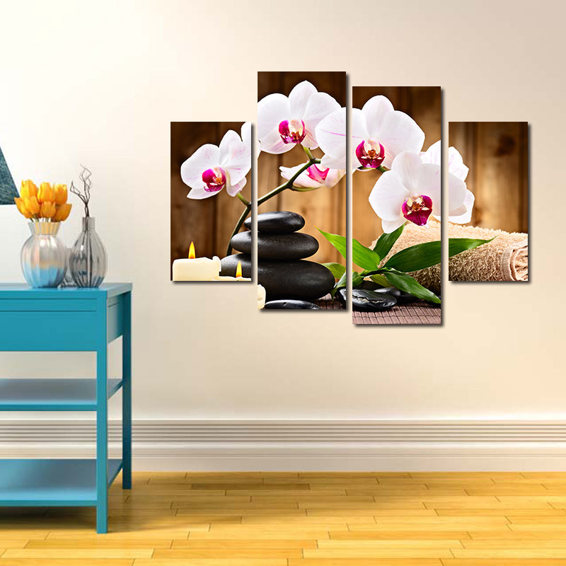 Miico Hand Painted Four Combination Decorative Paintings Four Flowers Wall Art For Home Decoration