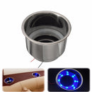 2PCS Blue 8LEDs Stainless Steel Cup Drink Holder Marine Boat Car Truck Camper