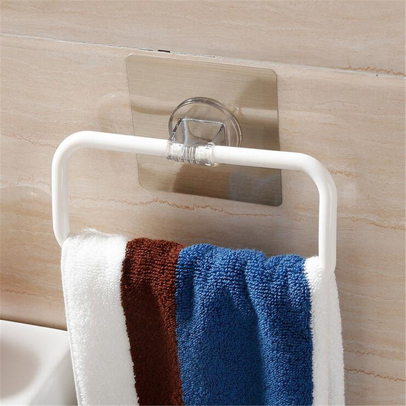 Adhesive Plastic Towel Holder Roll Paper Storage Organizer Rack Hanger