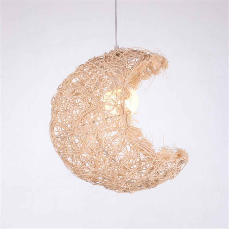 Modern Moon Rattan Light  Pendant Lamp Ceiling Light Romantic Home Decoration