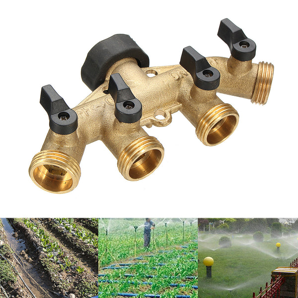 4 Way Brass 3/4" Tap Connector Splitter AU Standard Hose Pipe Switcher Nozzle