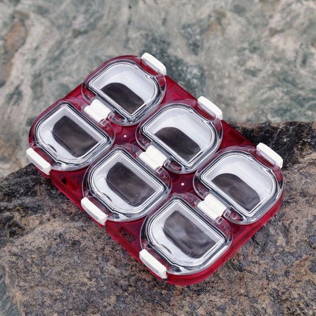 Waterproof Magnet Portable 6 Compartments Fishing Hooks Accessories Box