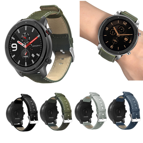 Bakeey 22MM Canvas+Leather Watch Band for Amazfit 47MM GTR Smart Watch