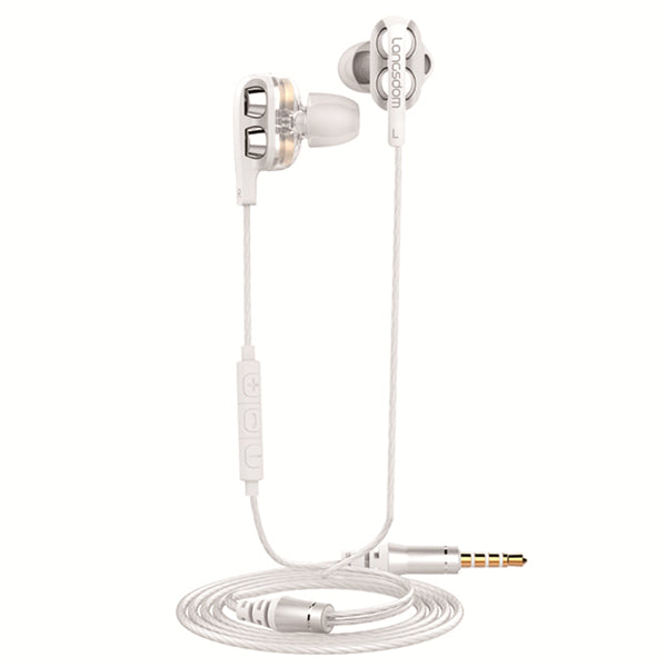 [Dual Dynamic Drivers] Langsdom D4C Heavy Bass Stereo Line Control Earphone Headphone With Mic