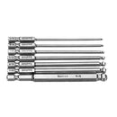 Broppe 7pcs SAE 5/64-5/16 Inch 100mm Magnetic Ball Screwdriver Bit 1/4 Inch Hex Shank