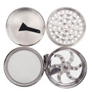 MOHOO Grinder Crusher 4-piece Pollen Scrapers Grinder with Hand Muller Shredder for Dried Spices, Herbs, Spices, 55mm Scraper Silver