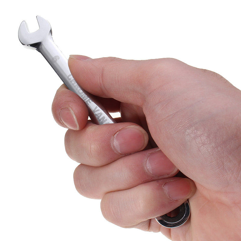 72 Teeth Chrome Vanadium Steel Fixed Head Ratchet Spanner Wrench Open End Ring Tool