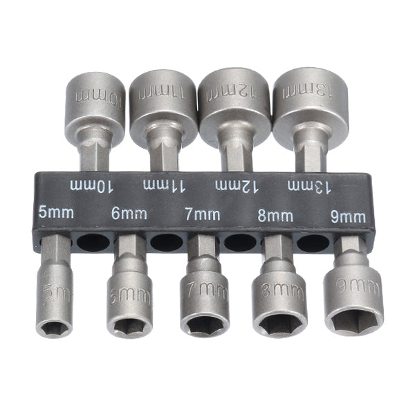 9pcs 1/4 Inch Hex Shank Power Nut Driver Drill Bit Set 5-13mm Socket Wrench