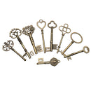 9pcs Big Large Antique Vtgold Brass Skeleton Keys Lot Cabinet Barrel Lock Keyfobs