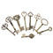 9pcs Big Large Antique Vtgold Brass Skeleton Keys Lot Cabinet Barrel Lock Keyfobs