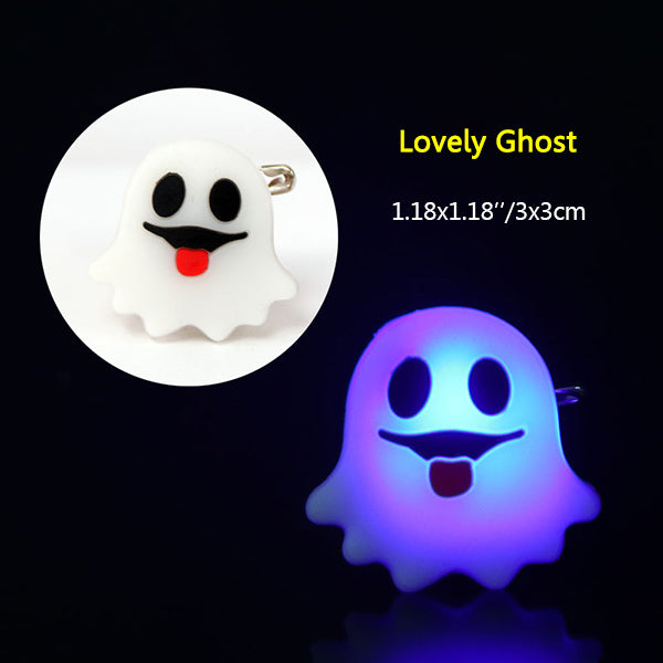 2Pcs Kids Halloween LED Brooch Halloween Kids Party Supplies LED Flashing Light Brooch